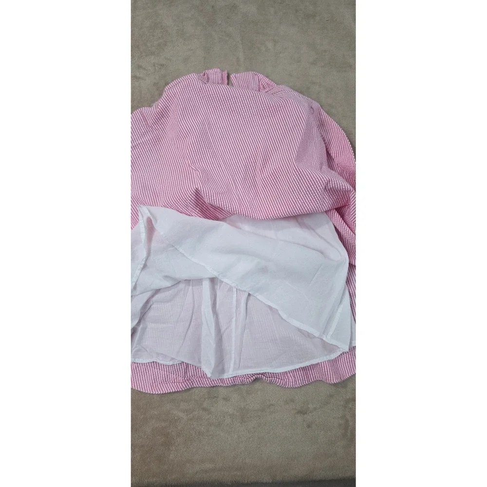 Polo Ralph Lauren Seersucker Dress Girls Size 10 Pink & White Striped Lined GOOD